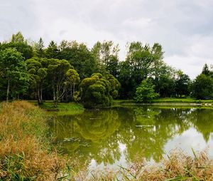 Scenic view of lake against sky