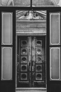 Close-up of window in old building