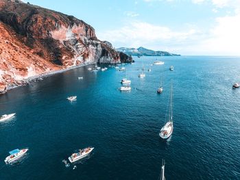 Scenic view of boats on sea