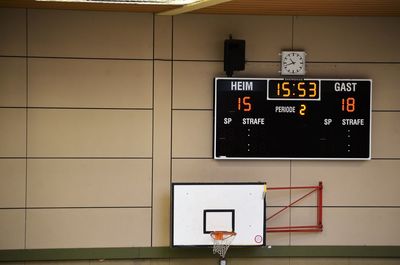 Scoreboard on wall