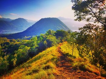 Scenic view of mountains against sky