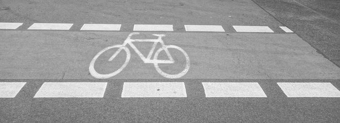 High angle view of bicycle lane