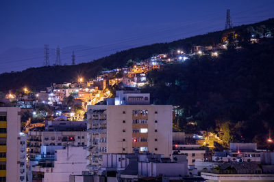 Long exposure urban night photography with buildings and lights in rio de janeiro, brazil