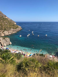 Scenic view of sea against clear sky