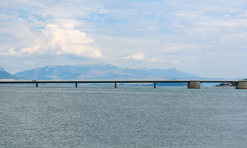 Road bridge over sea connecting mainland croatia with ciovo island