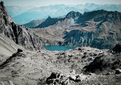 Scenic view of mountains against sky