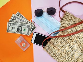 High angle view of sunglasses on table