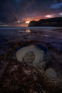 Scenic view of sea against sky during sunset