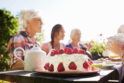 Women enjoying garden party