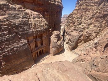 Low angle view of rock formations