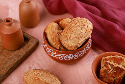 High angle view of food on table