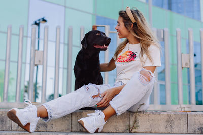 Young woman with dog