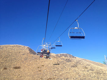 View of train against clear blue sky