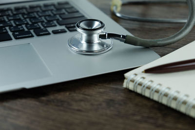 Close-up of laptop on table