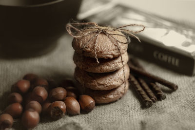 Close-up of cookies on table