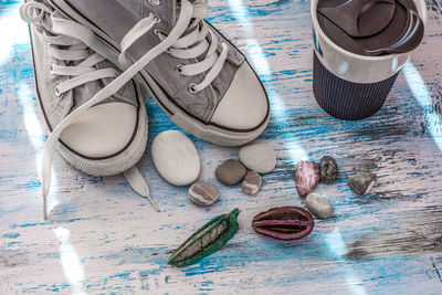 Close-up of objects on table