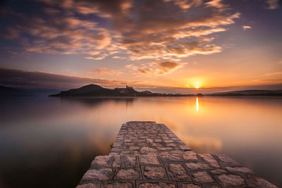 Scenic view of sea against sky during sunset