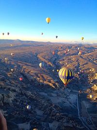 Aerial view of hot air balloons