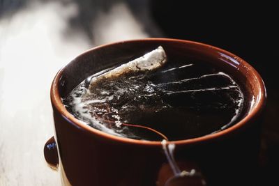 Close-up of coffee on table