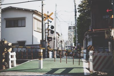 Roadblock barrier on street