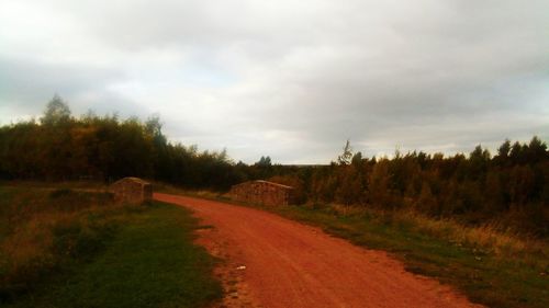 Scenic view of field against cloudy sky