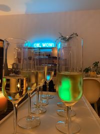 Close-up of wine glass on table at restaurant