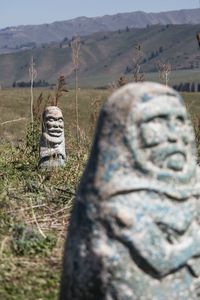 View of landscape with mountains in background