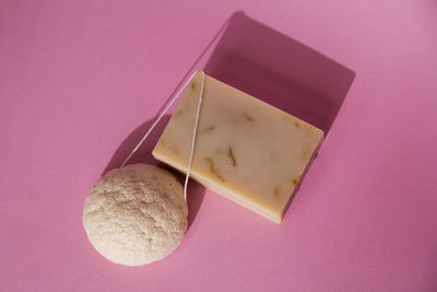 High angle view of chocolate cake