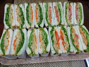 High angle view of food on table