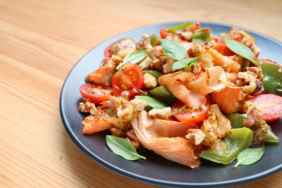 Close-up of food in plate on table