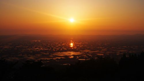 Scenic view of sea against sky during sunset