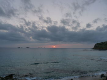 Scenic view of sea and cloudy sky