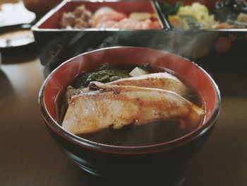 Close-up of meat in bowl