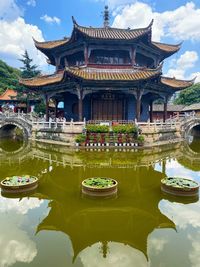 Reflection of building in lake