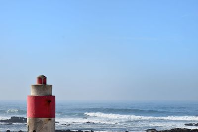 Scenic view of sea against clear sky