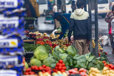 High angle view of market stall for sale