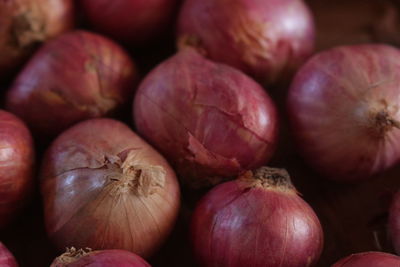 Raw red onions close up