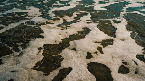 High angle view of snow on land