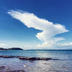 Scenic view of sea against cloudy sky