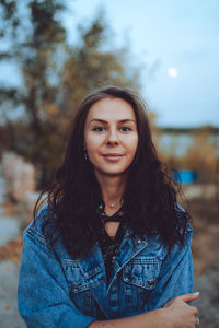 Portrait of a beautiful caucasian woman in the evening