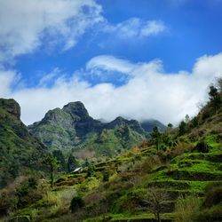 Scenic view of mountains against sky