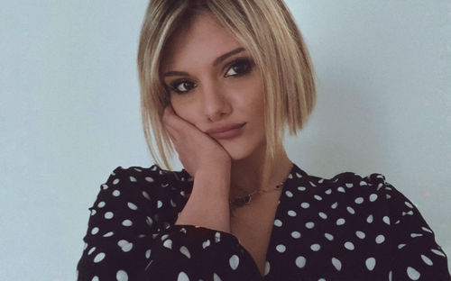 Close-up portrait of a beautiful young woman