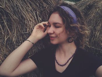 Portrait of young woman smiling