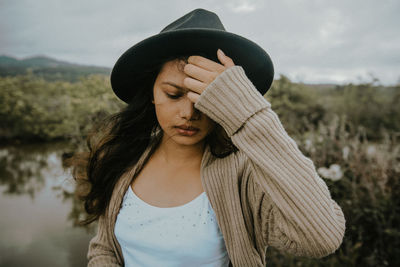 Woman wearing hat