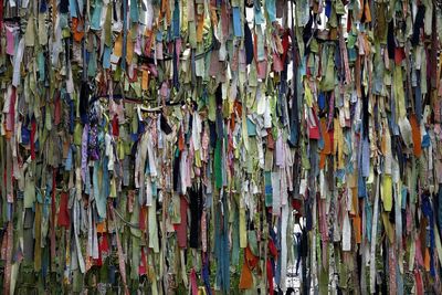 Full frame shot of multi colored hanging wall