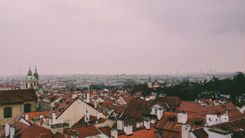 High angle view of townscape against sky