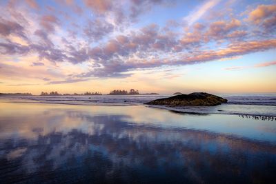 Scenic view of sea against sky during sunset