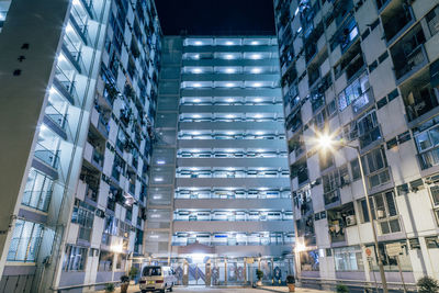 Low angle view of modern buildings in city