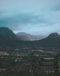 Scenic view of mountains against sky