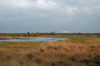 Scenic view of lake against sky